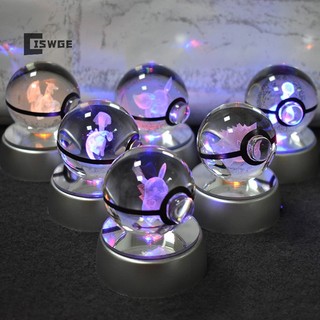 [CISWGE] Đồ Chơi Quả Cầu Pha Lê Pokemon 3D Có Đèn LED