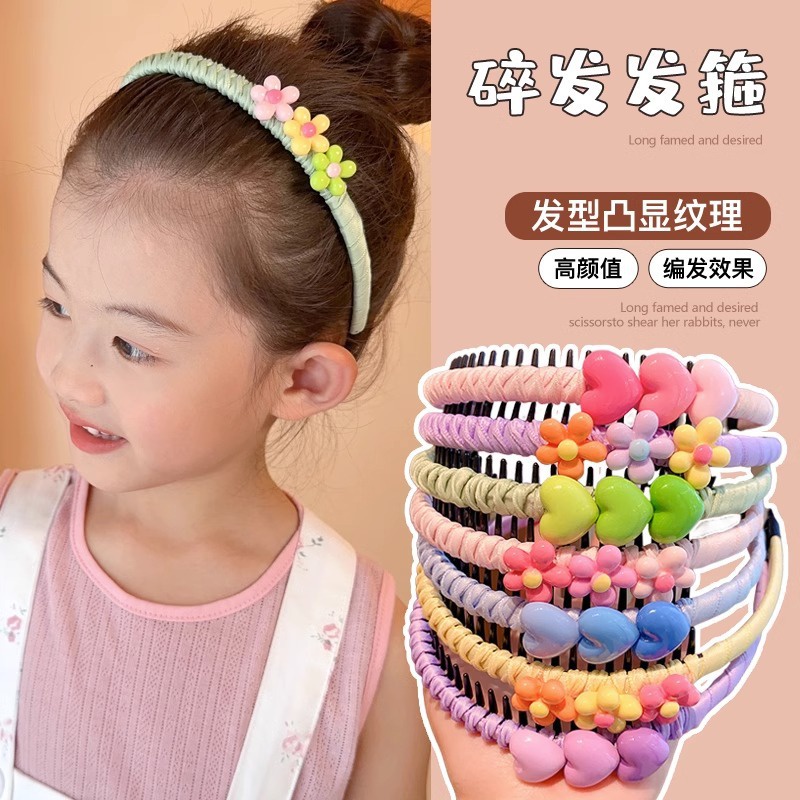 Băng Đô Cài Tóc Kèm Răng Chống Trượt Kiểu Hoạt Hình Dễ Thương Cho Bé Gái