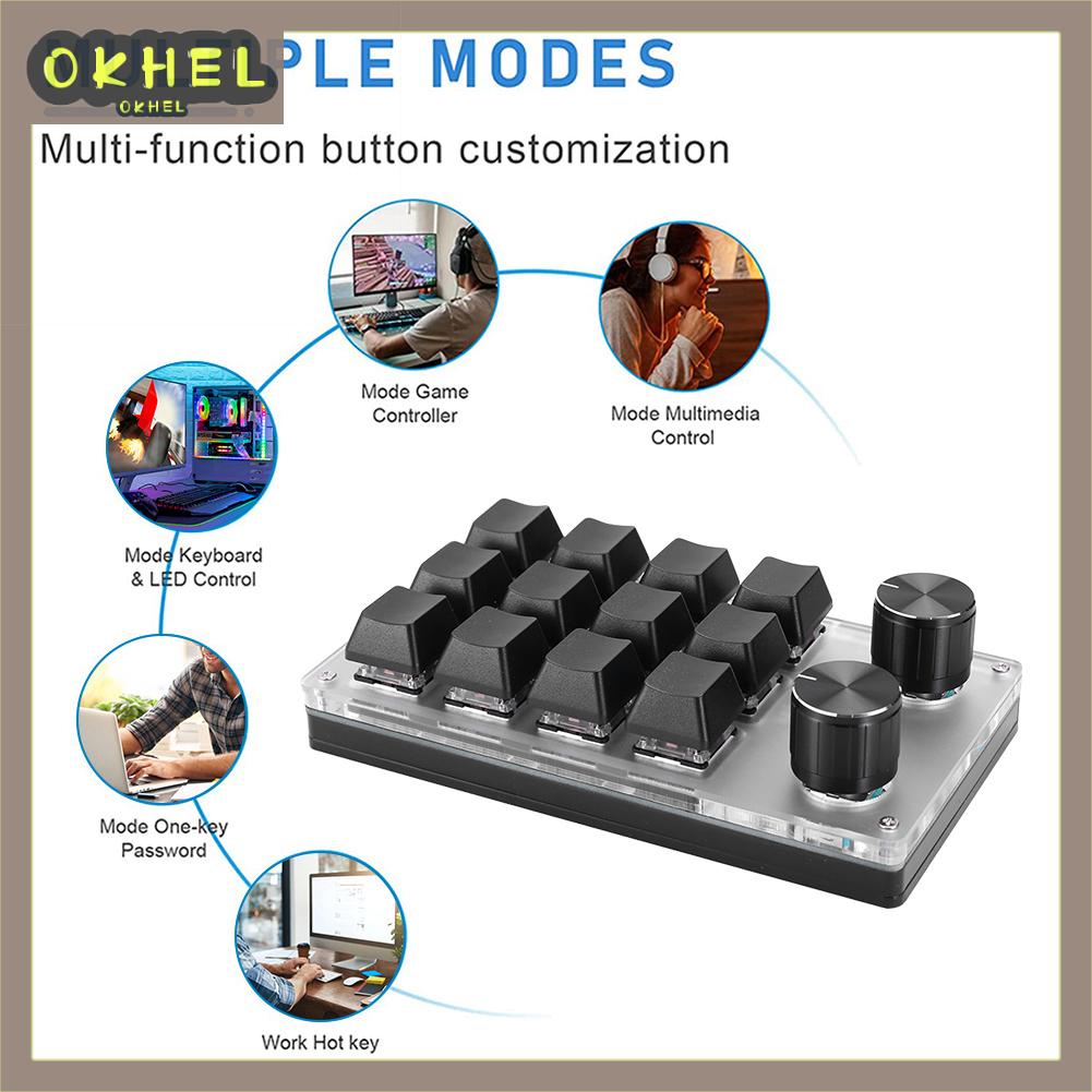 Macro Bàn Phím Cơ Chơi Game 12 Phím + 2 Nút Lập Trình Chất Lượng Cao