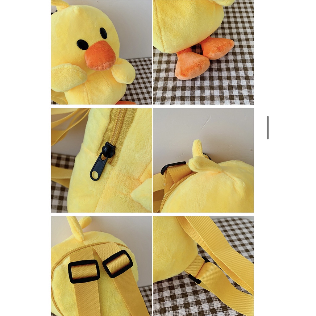 Ba Lô Thú Nhồi Bông Hình Con Vịt Vàng - Túi Đeo Vai Gấu Bông