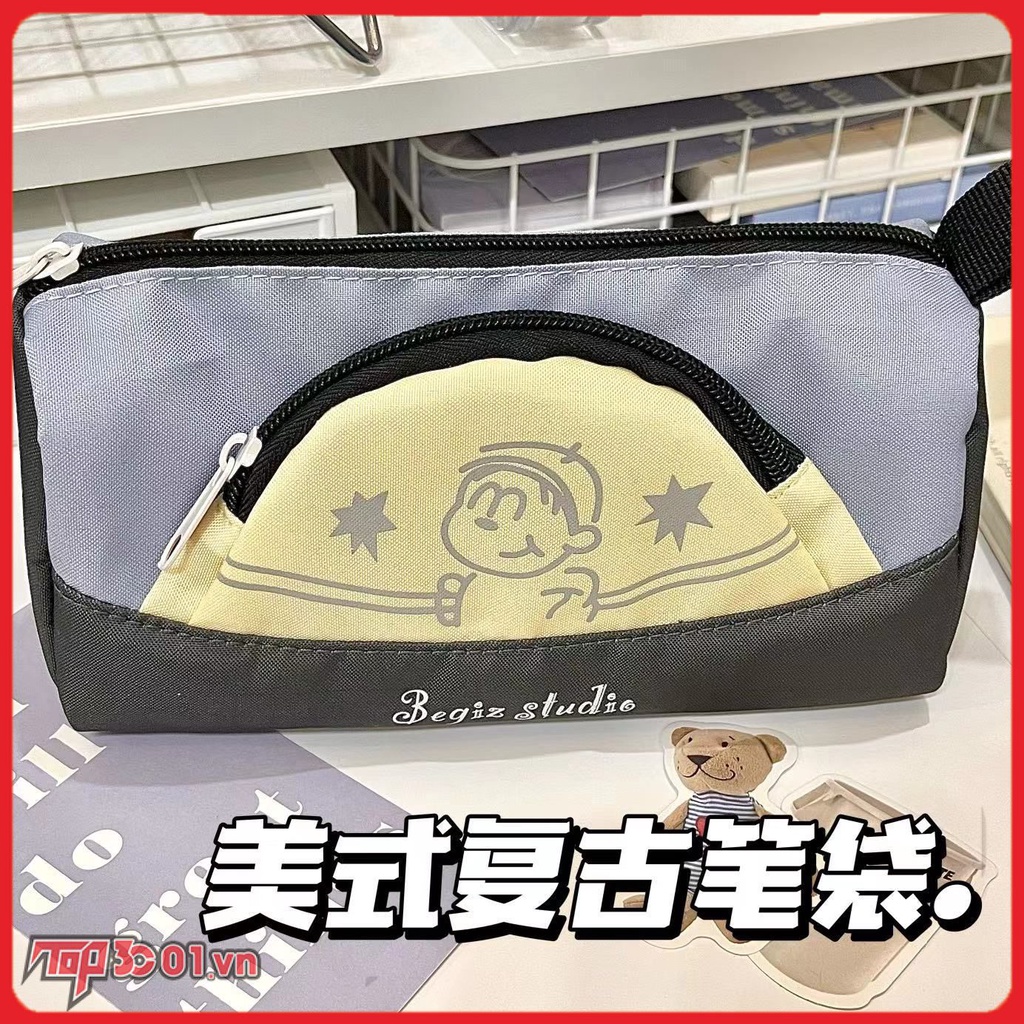 Hộp Đựng Bút Chì Cậu Bé Ins Dung Tích Lớn Sinh Viên Văn Phòng Phẩm Túi Bảo Quản Túi Đựng -top3C01