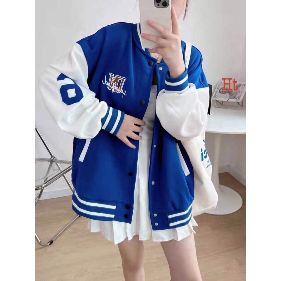 Áo khoác Bomber nỉ Uni tay 6