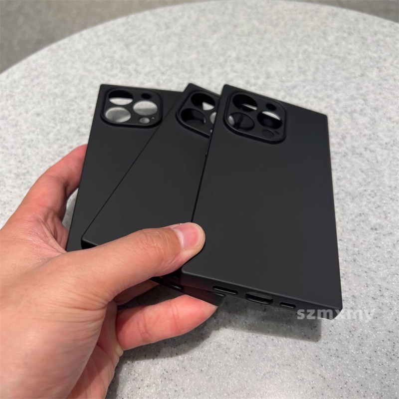 Ôp Điện Thoại Silicon Dẻo Hình Vuông Màu Đen Nhám Sang Trọng Cho iphone 15 14 13 12 11 pro max 14plus Vỏ