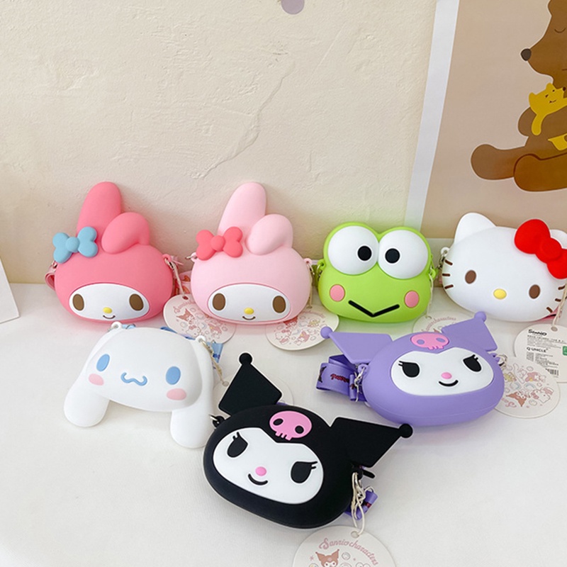 Sanrio Túi Đeo Vai Bằng Silicon Hình hello kitty kuromi my melody Dễ Thương Dùng Làm Quà Tặng Sinh Nhật Cho Bé