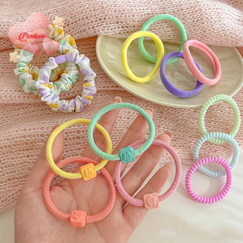 Set 4 Dây Buộc Tóc Cao Su Co Giãn Hình Gấu Đáng Yêu Cho Nữ Mới