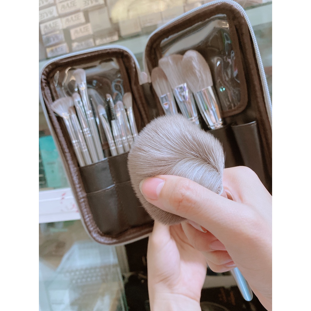 Bộ Cọ Trang Điểm Makeup Cá Nhân 14 Cây +Kèm Bao Da Xám