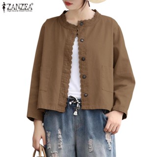 Zanzea Áo Khoác Tay Lửng Phối Ren Phong Cách Hàn Quốc Thanh Lịch Dành Cho Nữ