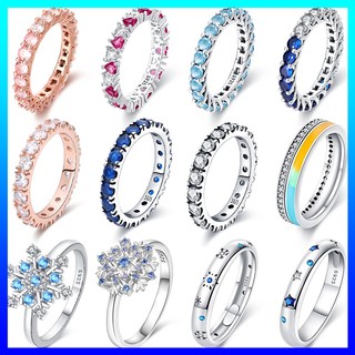 Nhẫn mạ bạc 925 đính đá zircon hình hoa tuyết lãng mạn