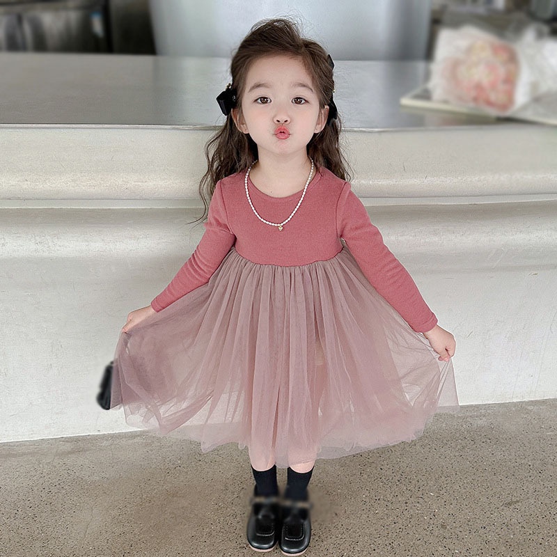 Đầm Công Chúa Dài Tay Thời Trang Xuân Thu Dành Cho Bé Gái