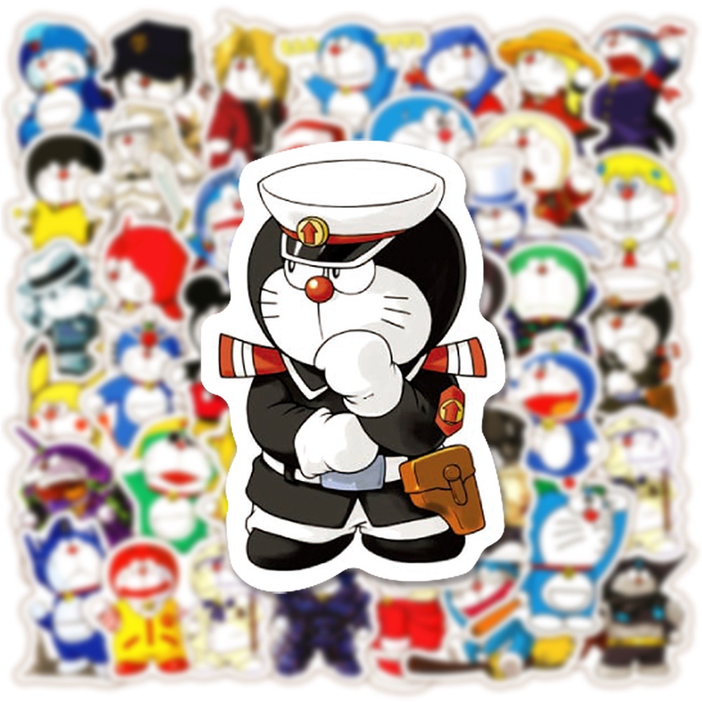 Bộ 50 Miếng Dán Trang Trí Mũ Bảo Hiểm Hình doraemon Chống Thấm Nước