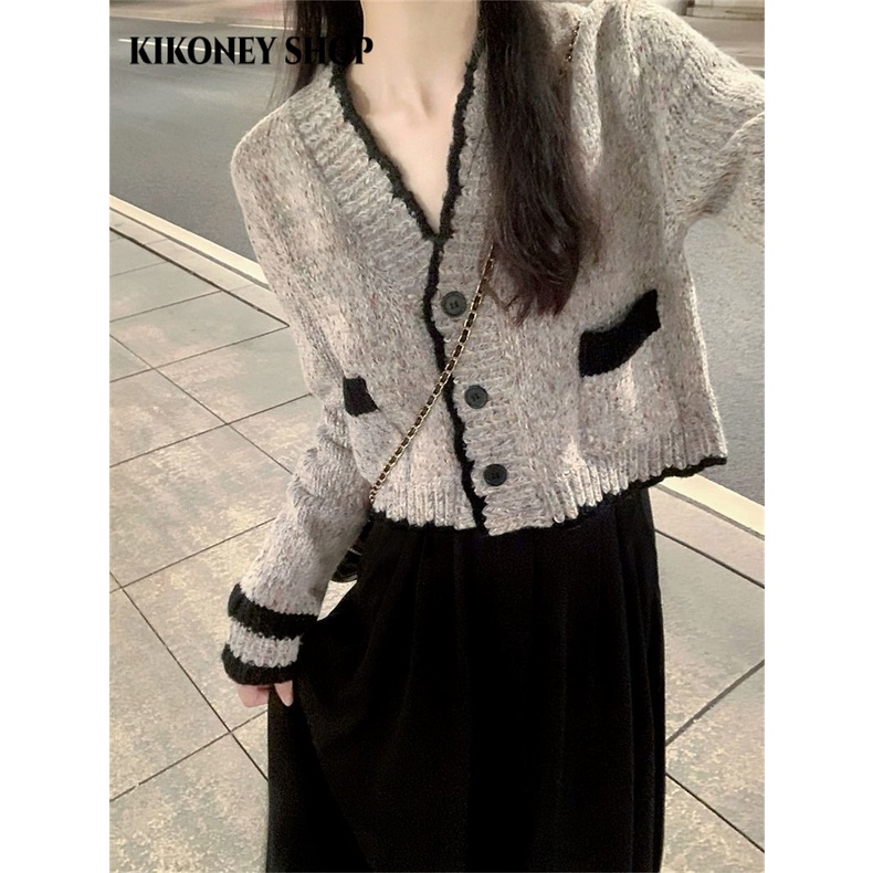 KIKONEY SHOP Áo Len áo khoác cardigan Popular phổ biến Stylish Xu hướng WXF2390WIE 37Z230913