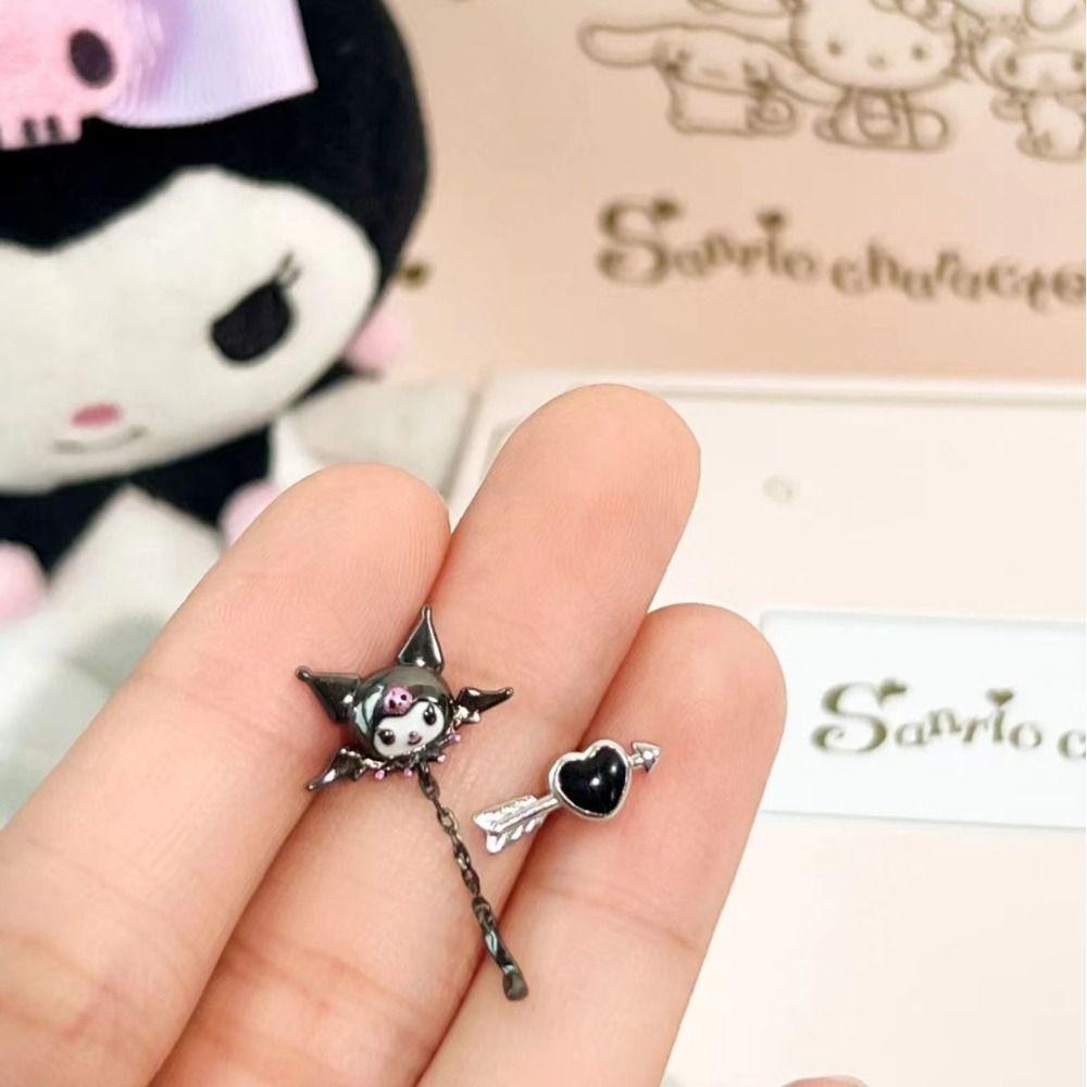 Usnow Khuyên Tai Bạc Hình Trái Tim Mũi Tên Tình Yêu y2k koakuma kuromi Ngọt Ngào Phong Cách gothic