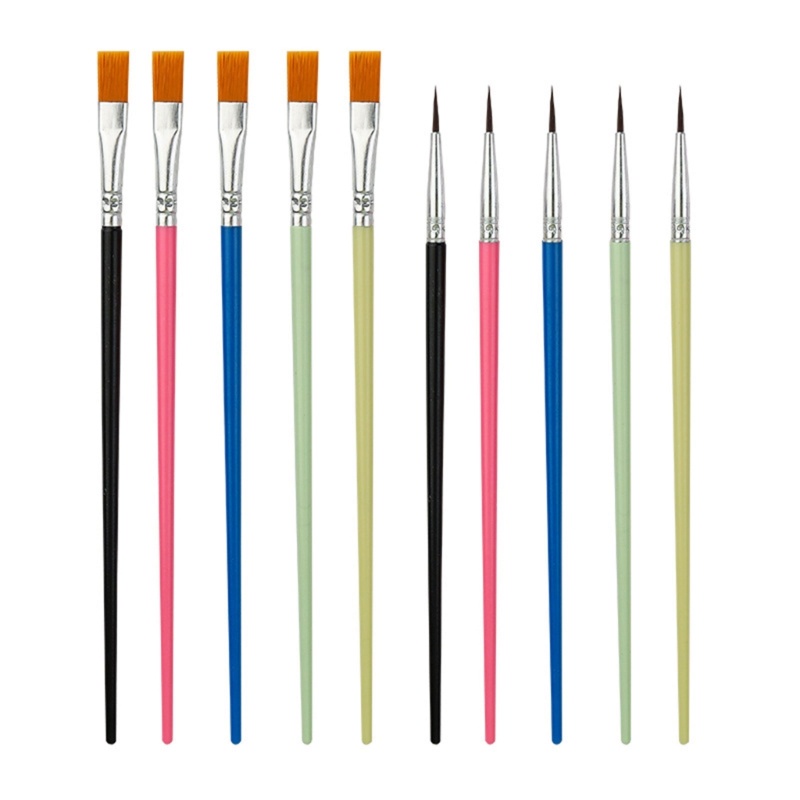Va Set 10 Cọ Vẽ Tranh Đầu Tròn Bằng nylon Cho Màu Nước acrylic
