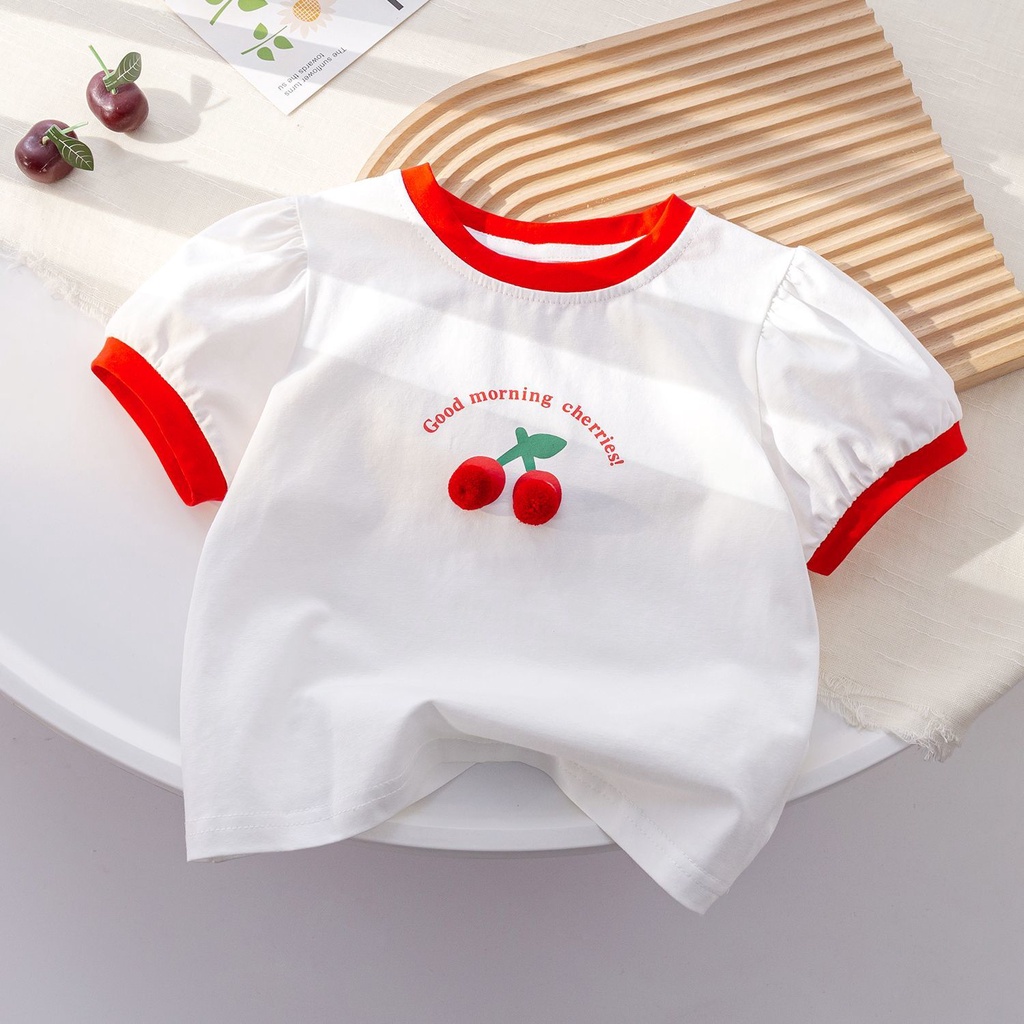 Áo Thun Ba Chiều Tay Ngắn Ngọt Ngào Dễ Thương Thời Trang Mùa Hè Cho Bé Gái