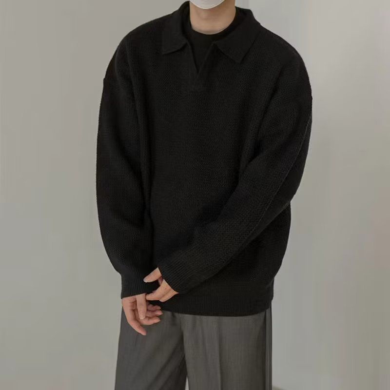 Áo sweater Dệt Kim Tay Dài Cổ polo Thời Trang Mùa Đông Cho Nam