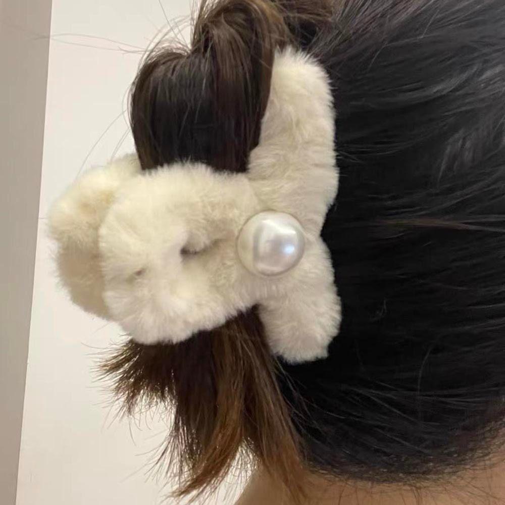 Dalton Kẹp Tóc Bằng acrylic Lông Thỏ Giả Chéo Kích Thước Trung Bình Phong Cách Hàn Quốc Thanh Lịch Mùa Đông