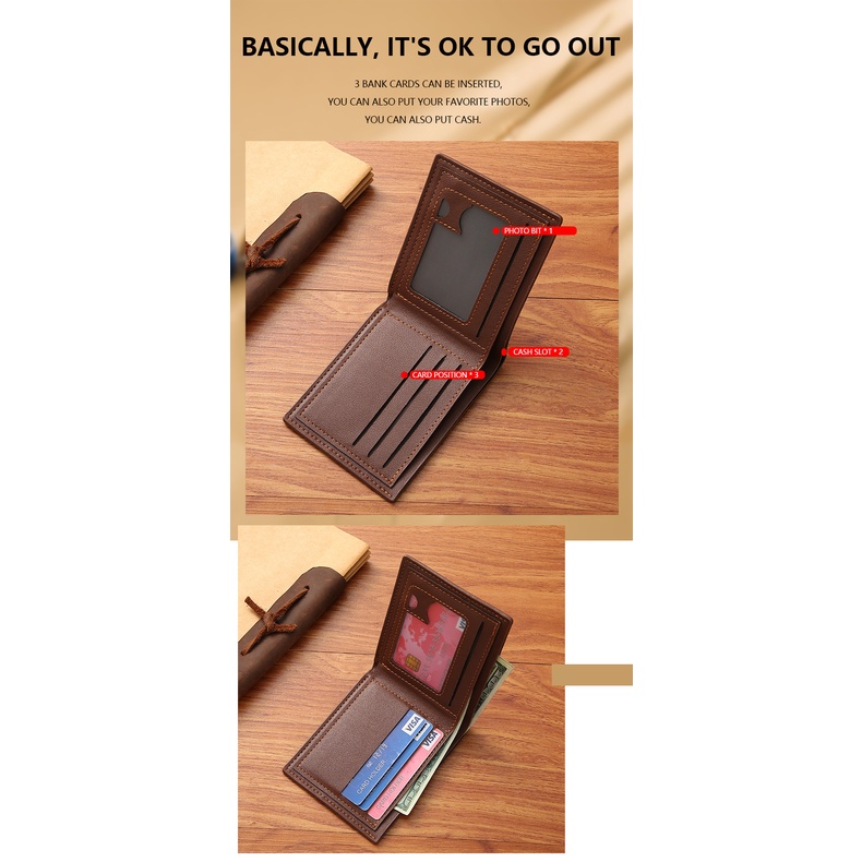 Ví Da Ngắn Gập Ba Thời Trang Dành Cho Nam