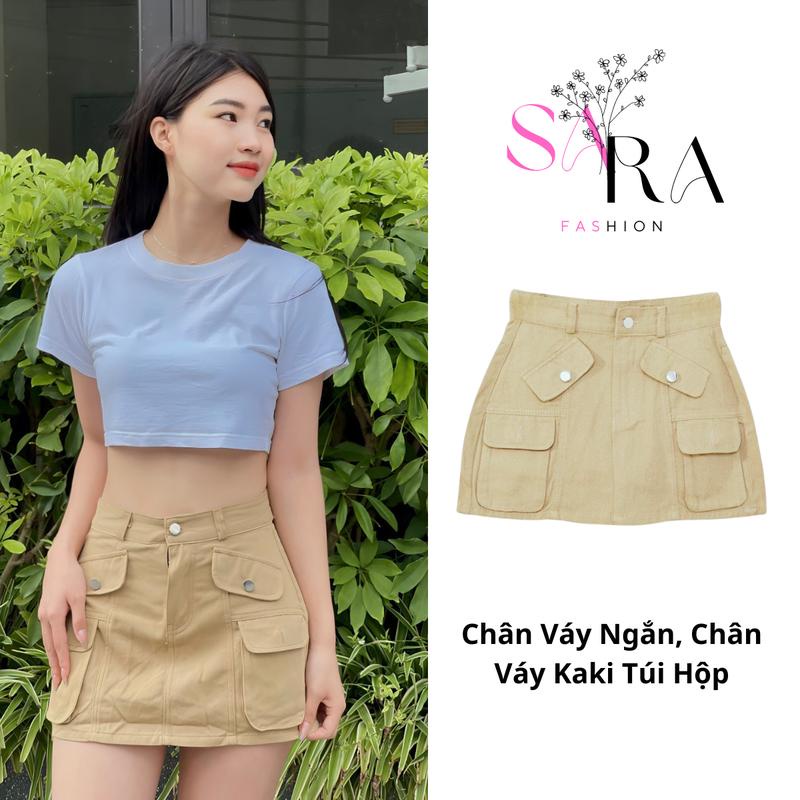 Chân Váy Ngắn SARA VN Kaki Túi Hộp Mã TD022
