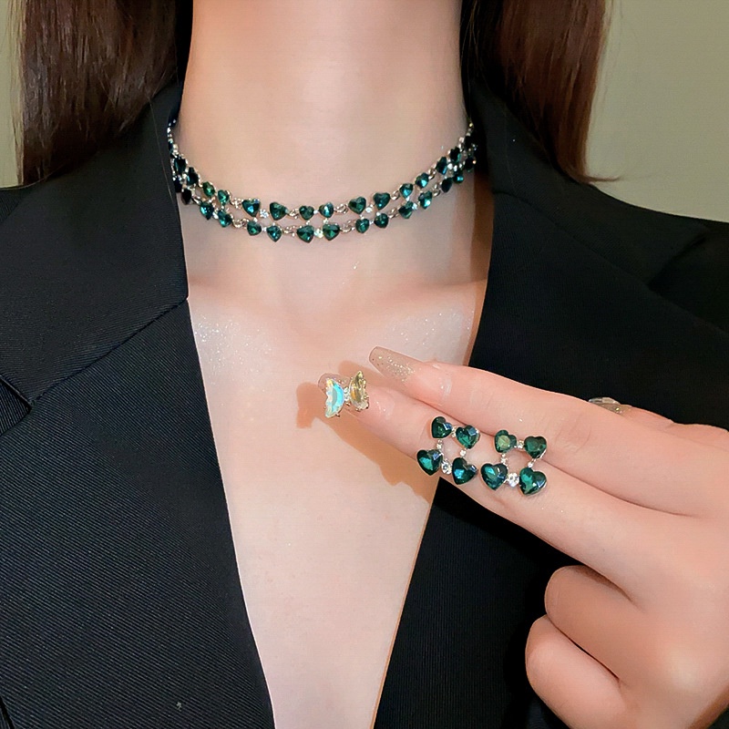 Vòng Cổ Kim Cương Hình Trái Tim Thời Trang Cho Nữ