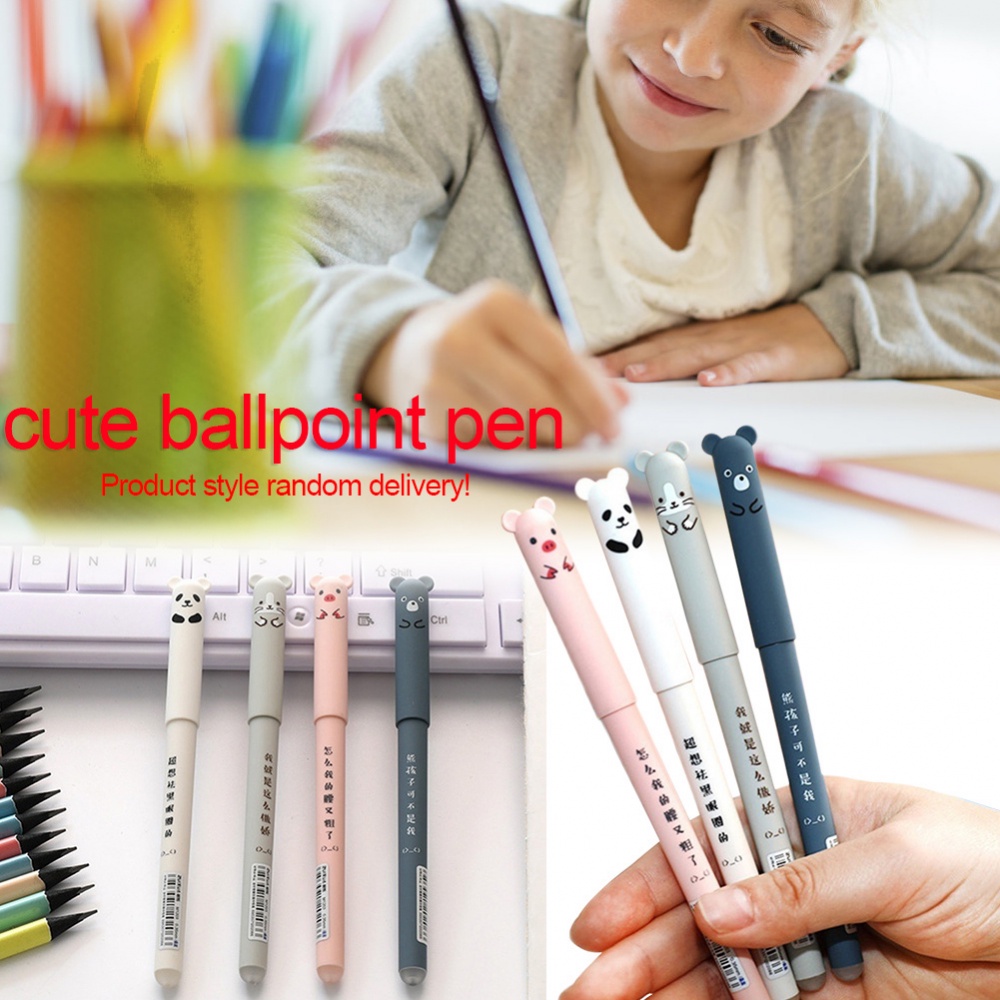Set 4 Bút Bi Ngòi 0.35mm Hình Động Vật Dễ Thương