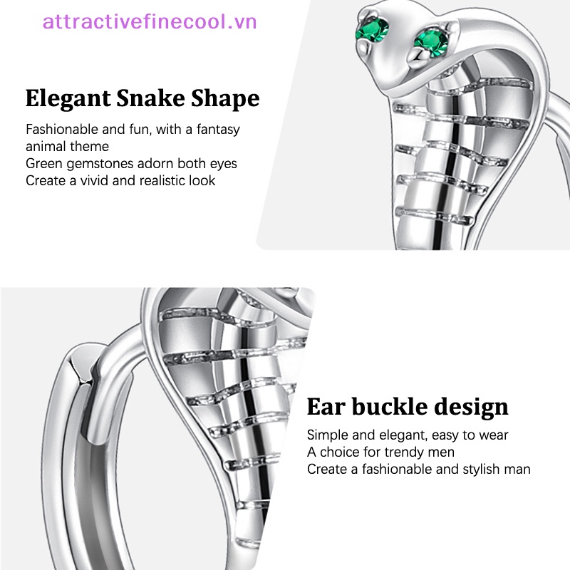 Acvn Khuyên Tai Vòng Hình Rắn Mắt Xanh Lá zircon Bằng Đồng Cá Tính Phong Cách gothic punk hip hop Thời Trang Cho Nam Và Nữ