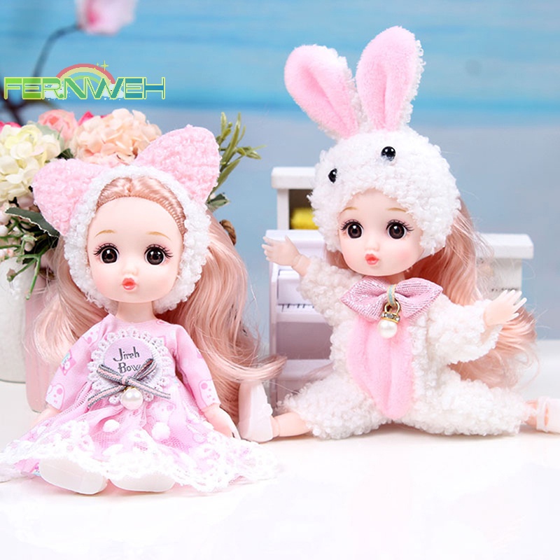 Búp Bê mini 16cm Có Khớp Chuyển Động Kèm Quần Áo Cho Bé Gái