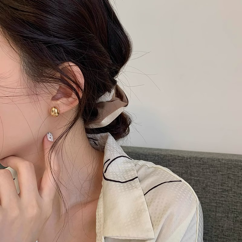 Sang Trọng Bông Tai Mạ Bạc 925 Hình Hạt Đậu Đáng Yêu Cho Nữ
