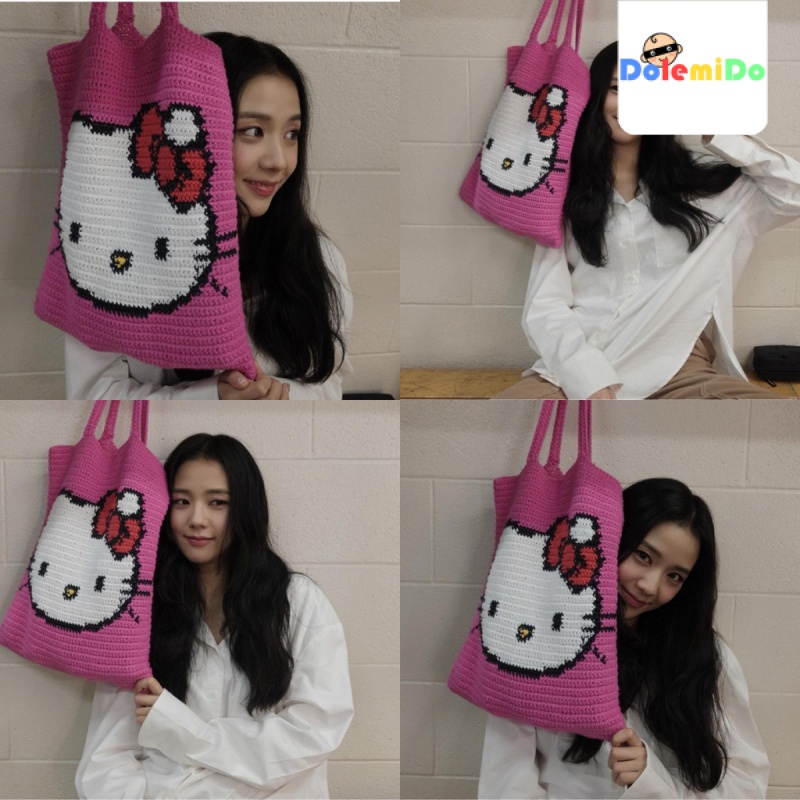 Ba Lô Da Dệt Tay Hình hello kitty Màu Đen Dễ Thương Thích Hợp Làm Quà Tặng Sinh Nhật Bạn Gái / Món Quà Sinh Nhật Cho Bạn Gái