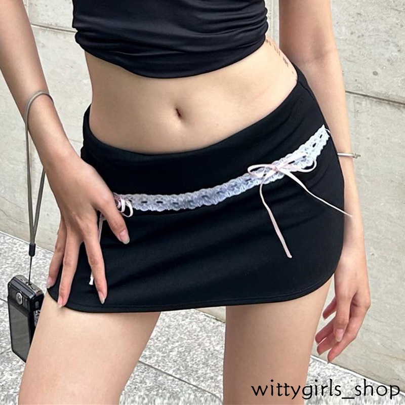 Wittygirls-đầm Ôm Dáng Thắt Nơ Phối Ren Thời Trang Mùa Hè Mới Cho Nữ