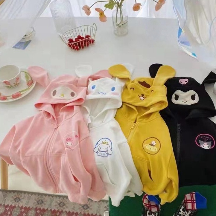 Aiyaya Áo Khoác Dài Tay Có Mũ Trùm Phối Khóa Kéo In Hoạt Hình Thời Trang Mùa Thu Cho Bé Gái