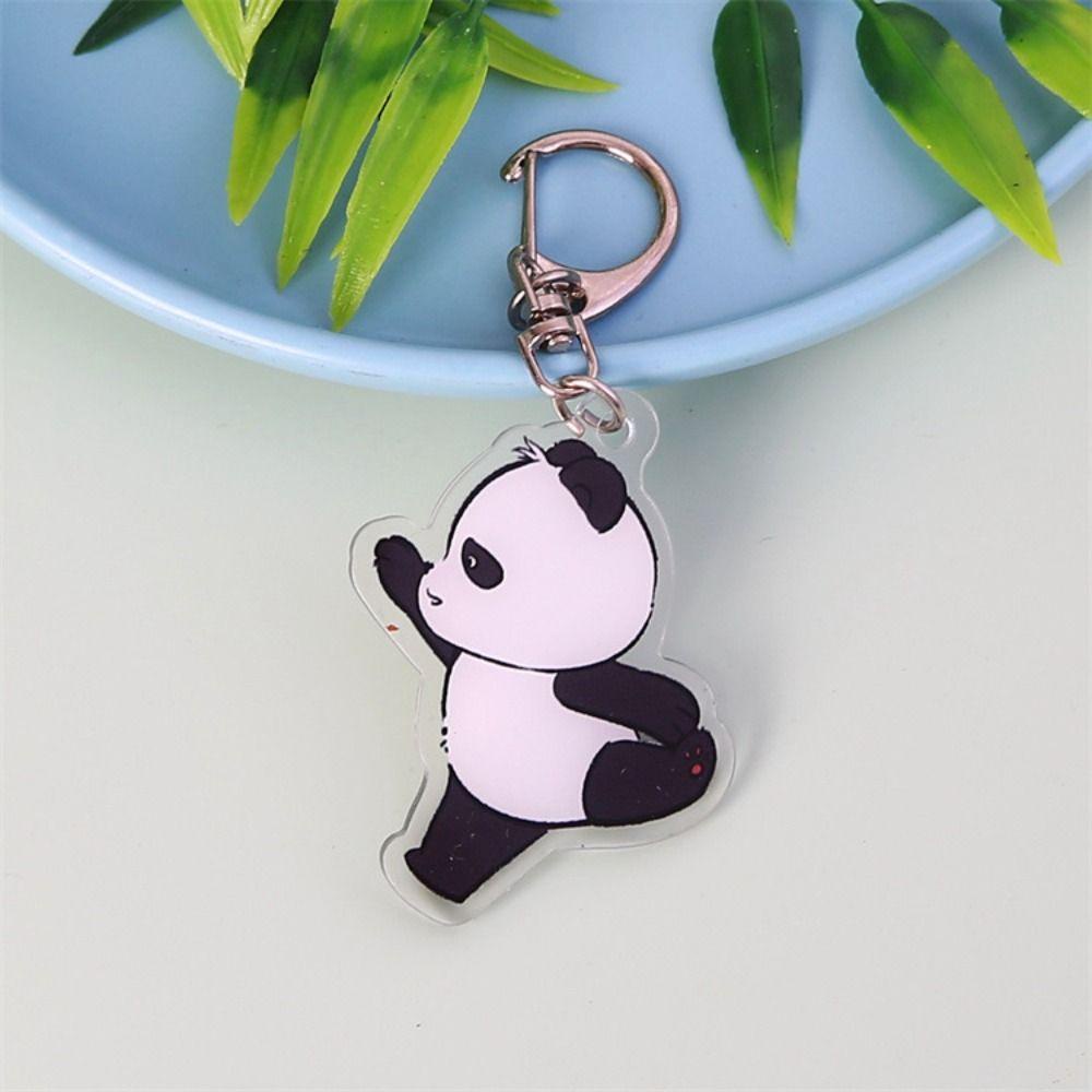 Lanfy Móc Chìa Khóa acrylic Hình Gấu Trúc Hoạt Hình Vui Nhộn diy