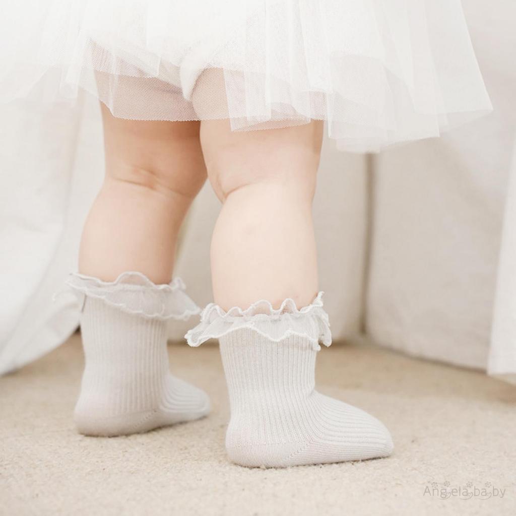 Vớ Công Chúa Không Trượt Phối Ren Nhún Bèo Dễ Thương Cho Bé Gái