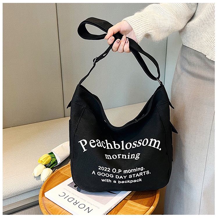 Túi Xách Đeo Vai Vải Canvas Đeo Chéo Phong Cách Hàn Quốc Thời Trang Cho Nam Nữ
