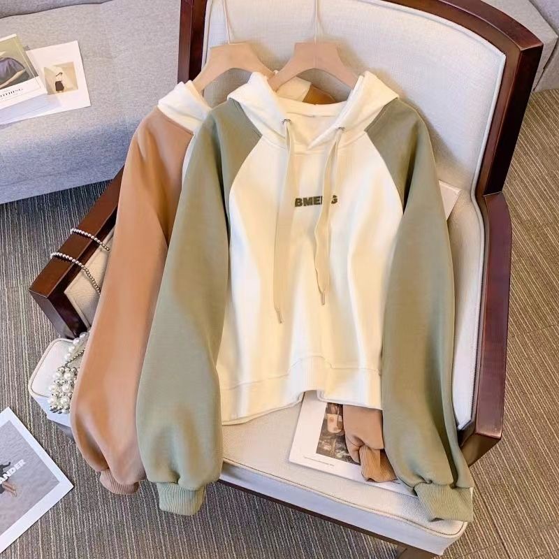 Áo hoodie nữ chonmua365 pha màu in chữ phía trước