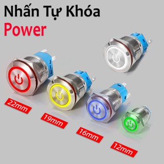 Nút công tắc bật on/off 12,16-16-19-22mm, Nút nhấn Self-Lock Power, Vỏ INOX có đèn LED, Điện áp (3V-24V, 110-220V)