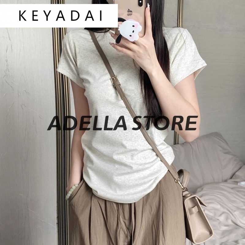 Áo thun croptop KEYADAI A29J1GU tay ngắn phong cách Hàn Quốc