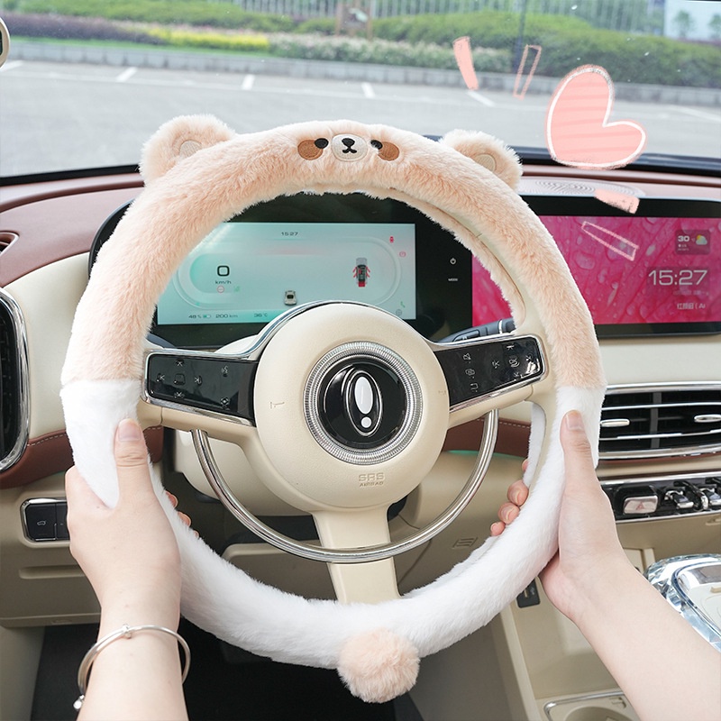 New Style 38cm Diameter Car Steering Wheel Cover Plush Panda Car Warm and Comfortable Steering Wheel