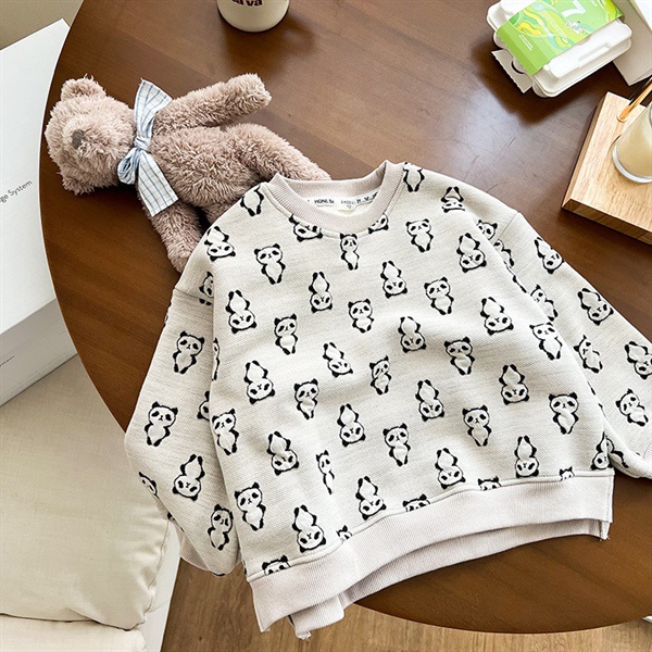 [Ninanino] Áo nỉ panda be unisex