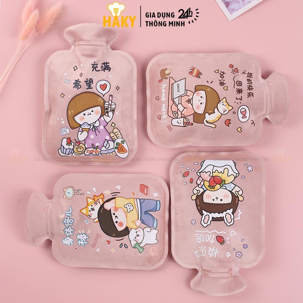 Túi chườm nóng lạnh hoạt hình dễ thương 450ml túi đa năng chườm nóng giảm đau bụng kinh, chườm lạnh hạ sốt HAKY047