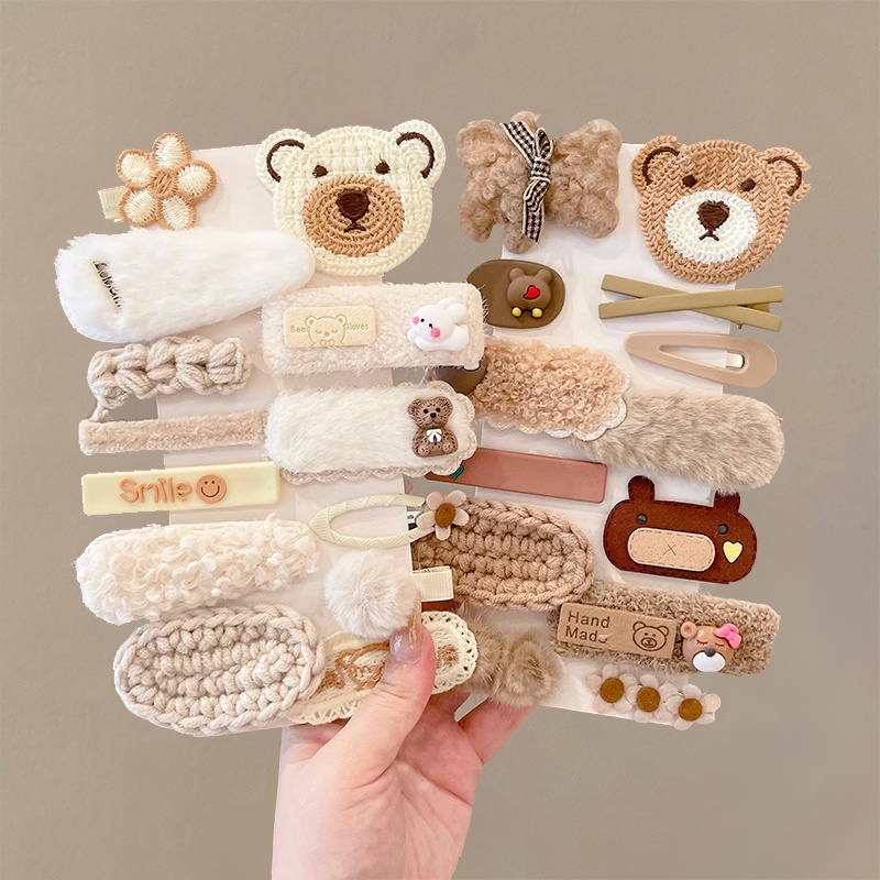 Set 14 Kẹp Tóc Mái Lông Dễ Thương Thời Trang Hàn Quốc Cho Bé Gái