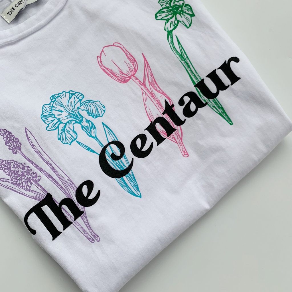 The centaur Hàng Có Sẵn Áo Thun Tay Ngắn Cổ Tròn Dáng Ôm In Hình Hoa Phong Cách Hàn Quốc Cho Nữ