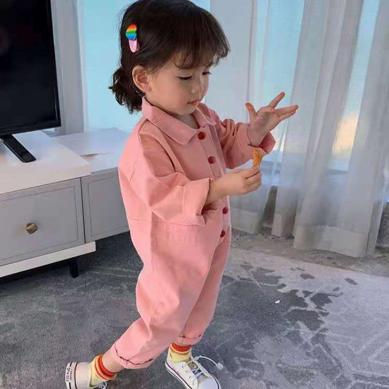 Bộ Đồ Liền Dài Tay Thời Trang Xuân Thu Cho Trẻ Em Gái