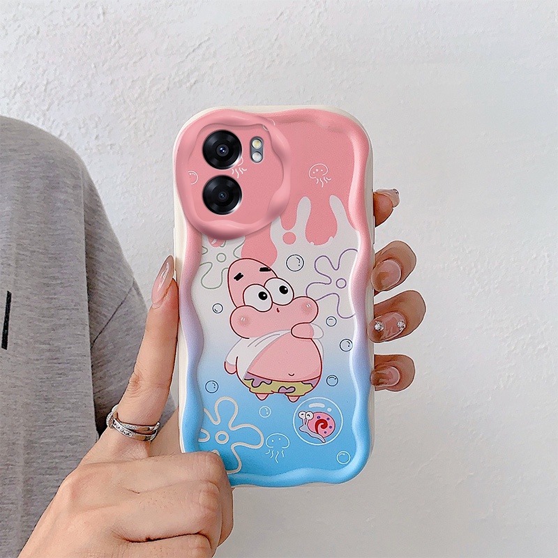 Ốp Điện Thoại Màu Kem In Họa Tiết Hoạt Hình Có Vòng Tay & Giá Đỡ Cho oppo a57 5g a77 a57 2022 realme q5i v23 5g