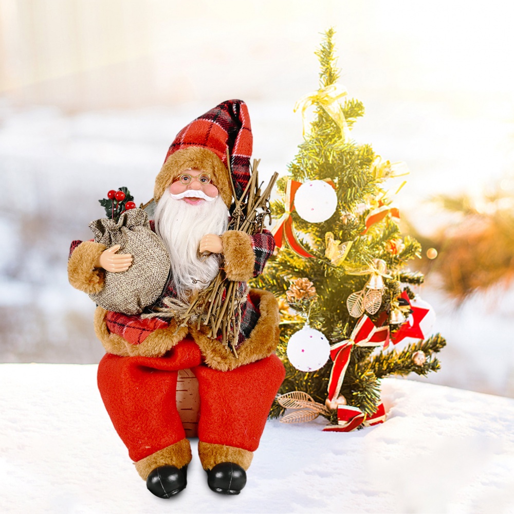 Búp Bê Ông Già Noel Trang Trí Cây Thông Giáng Sinh Kèm Túi Quà Tặng Để Bàn Trang Trí