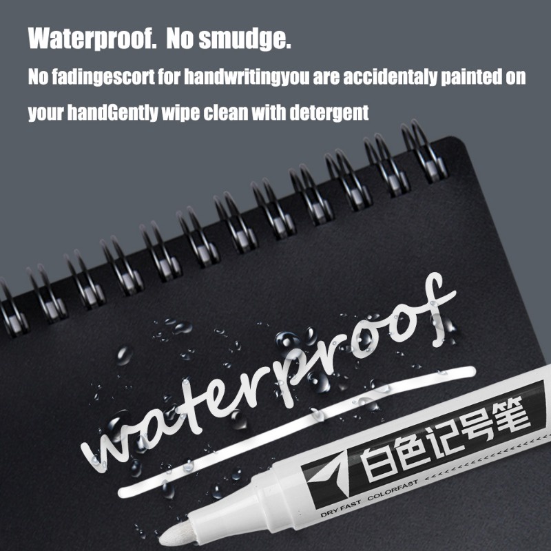 Bút Lông Viết Bảng Ký Chống Thấm Nước Nhanh Khô / Bút Đánh Dấu Màu Trắng Dành Cho Văn Phòng / Học Sinh