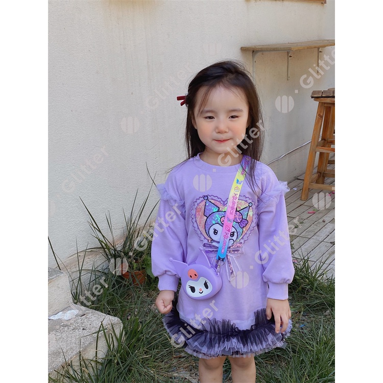 Kawaii sanrio kuromi Đầm lolita Tay Dài Màu Tím Hồng Dễ Thương Làm Quà Tặng halloween Cho Bé Gái