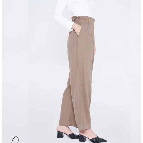 Quần Elvalor linen ống rộng lưng thun