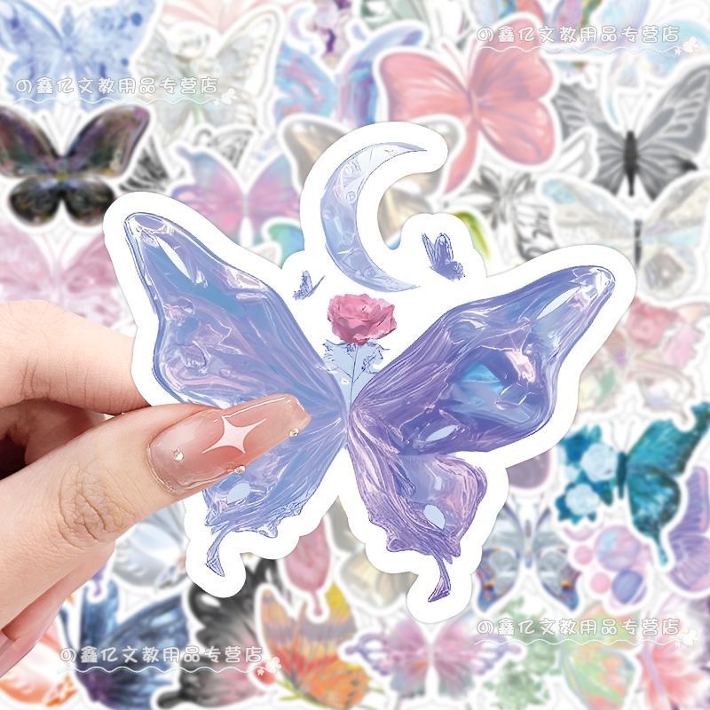 Steve Set 60 Miếng Dán Hình Bướm Lấp Lánh Trang Trí Điện Thoại / ipad