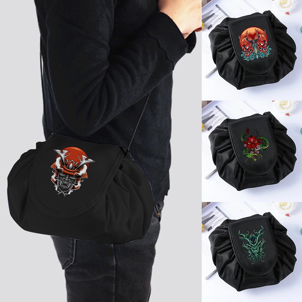 Women Drawstring Cosmetic Bag Travel Storage Makeup Bag Organizer Foldable Make Up Pouch Portable Mo
