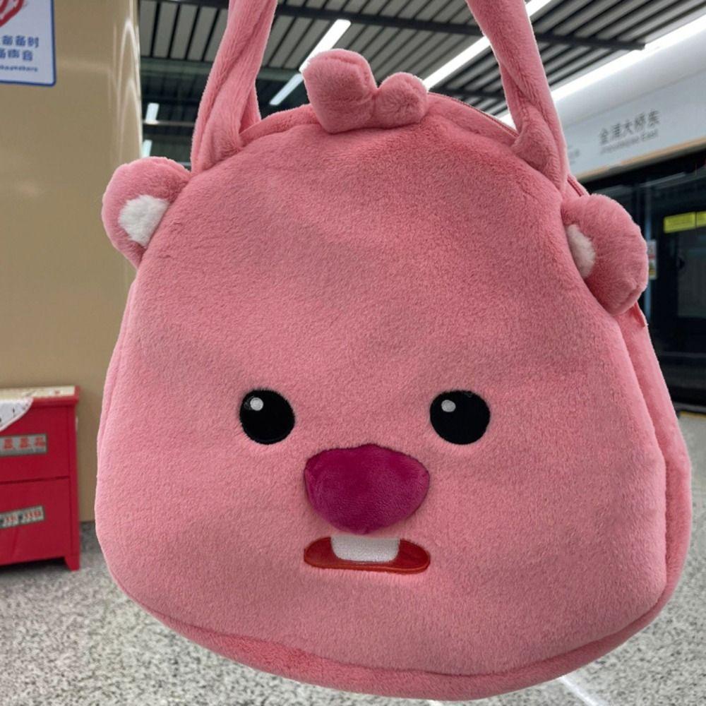 Pinou Túi Đeo Chéo Vai Bằng Vải Bông Sức Chứa Lớn Họa Tiết Hoạt Hình Màu Hồng Dễ Thương Thời Trang Mùa Thu